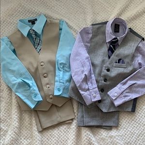 2 Boys dress sets size 6, four pieces each